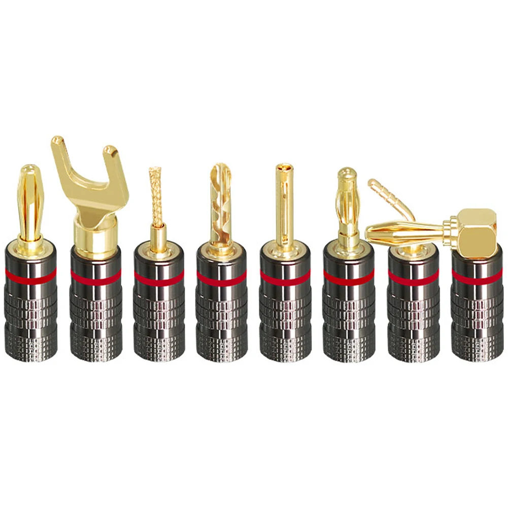 

4PCS Banana Plugs 24K HIFI Pure Copper Gold Plated Connector Fever Speaker Cable 4mm Banana Plugs Audio Plug Connectors