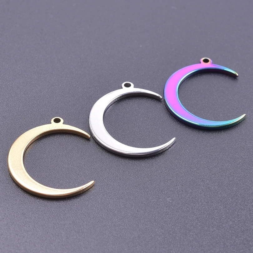 

Glossy Crescent Moon Pendant Stainless Steel Charms For Jewelry Making Supplies Vintage Accessories Breloque Acier Inoxydable