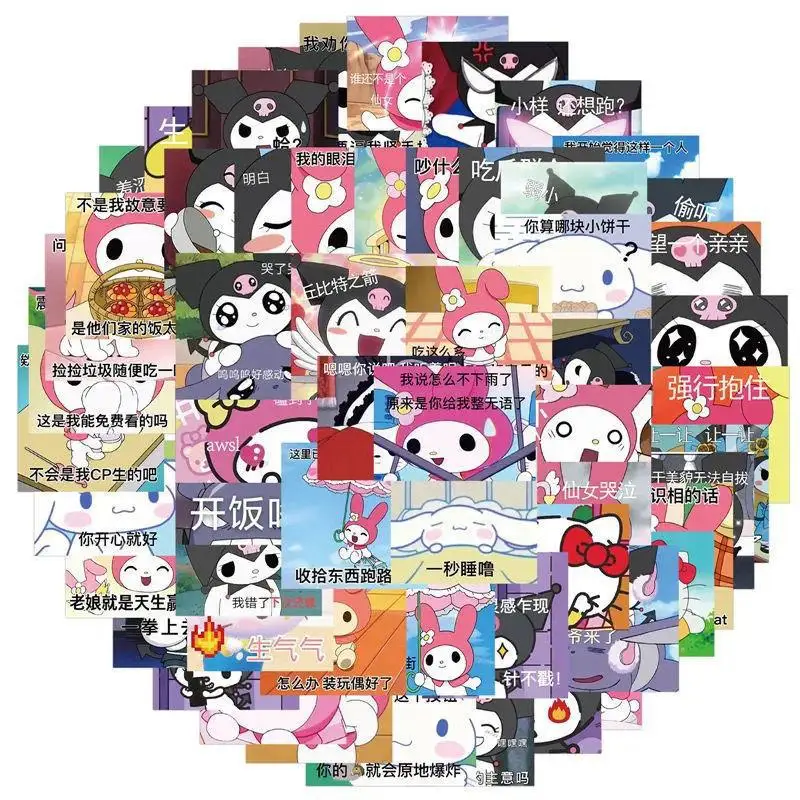 

Sanrio Hello Kittys Stickers Anime Kuromi Melodys Suitcase Laptop Skateboard Girls Toys Cartoon Decal Children Birthday Gifts