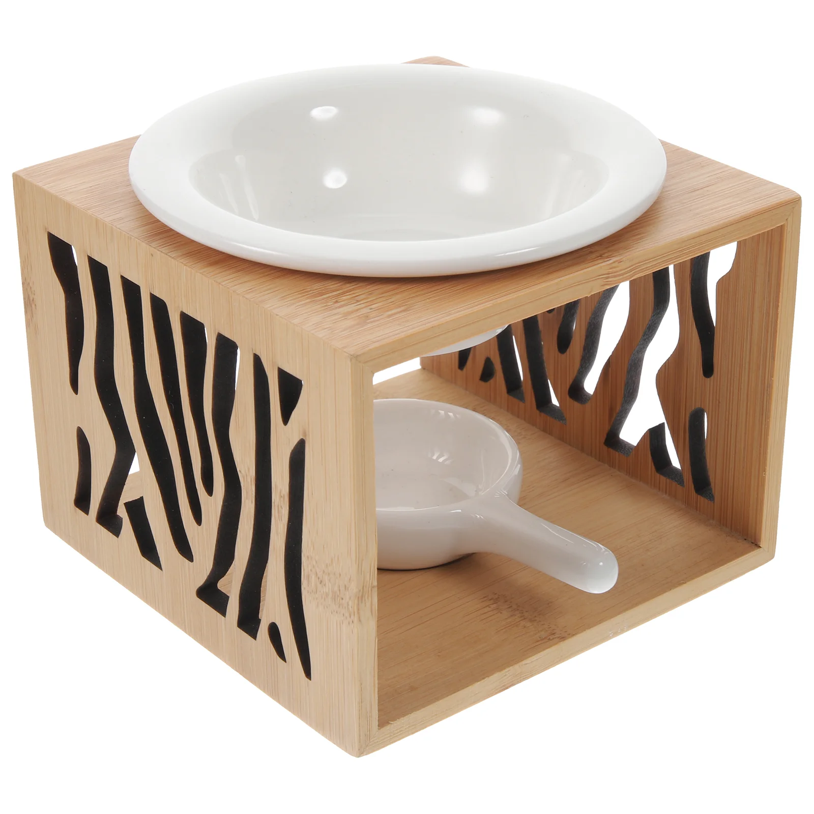 

Aroma Lamp Stove Ceramic Wax Melt Burner Heater Tealight Holder Bamboo Essential Oil Warmer Office