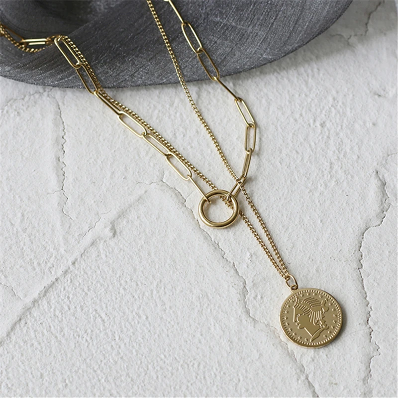 

Ожерелье-чокер женское из титановой стали, толстая резная цепочка в винтажном стиле с кулоном в стиле панк, с пряжкой из Т-образной пряжки, Ю...