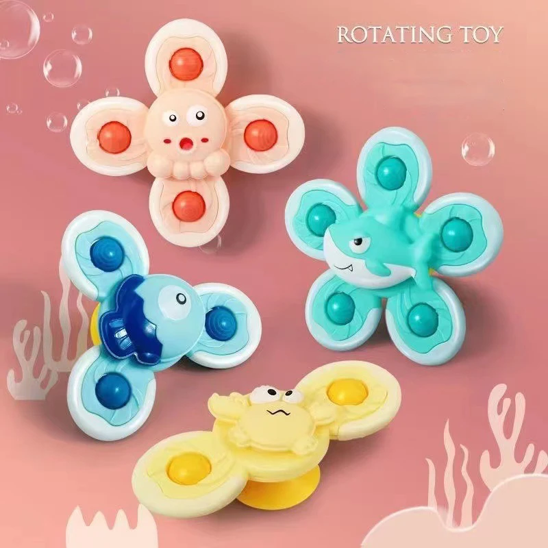 

Baby Toys Suction Cup Spinner Toys Bear Hand Fidget Spinner Sensory Toys Stress Relief Games Rotating Rattles for Toddlers