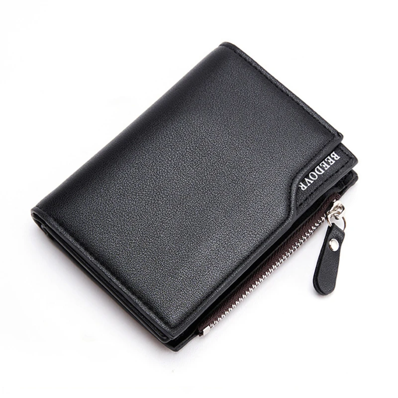 

Men Fashion Zipper Wallet Small Short Credit Card Holder Multi Clip Male Vintage Mini Snap Purse With Coin Money Pocket