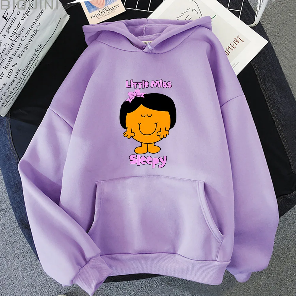 Little Miss Hoodies Sleepy Print Sweatshirts Graphic Hoody Pullovers Unisex Mens Clothes Japanese Autumn Kawaii Women Streetwear