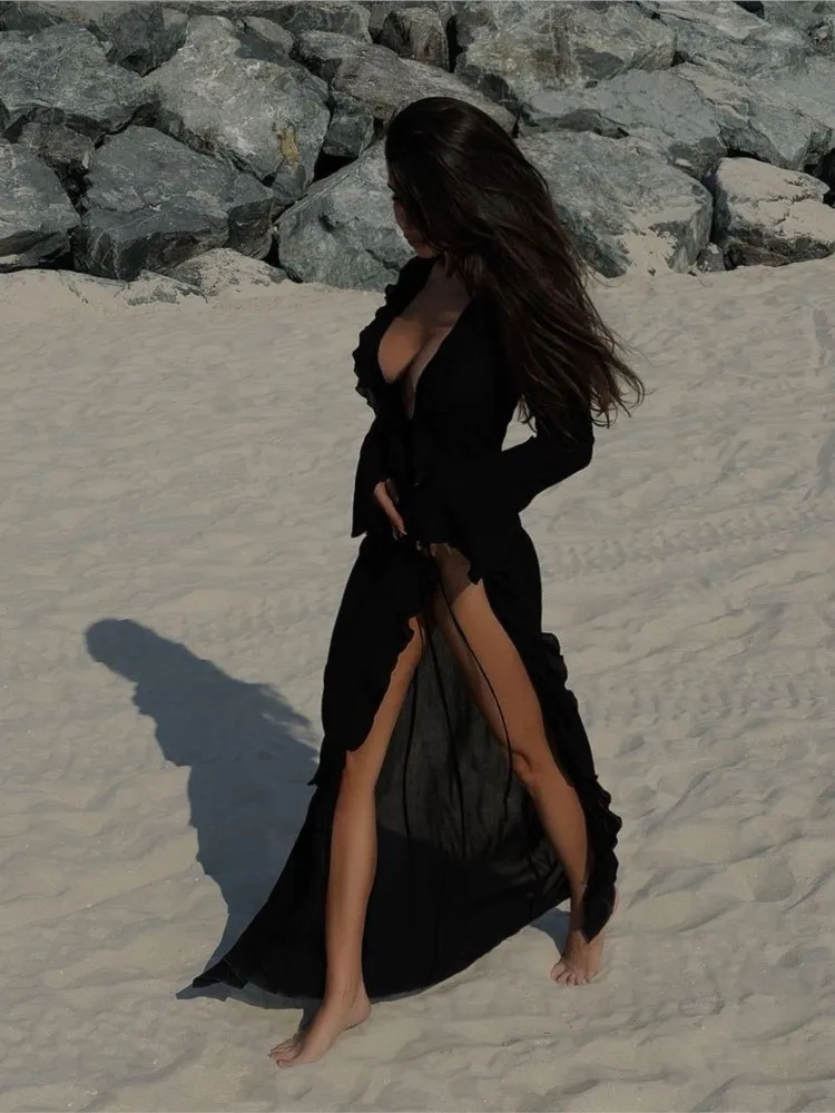 Асимметричное платье с оборками для женщин летние шикарные сексуальные пляжные