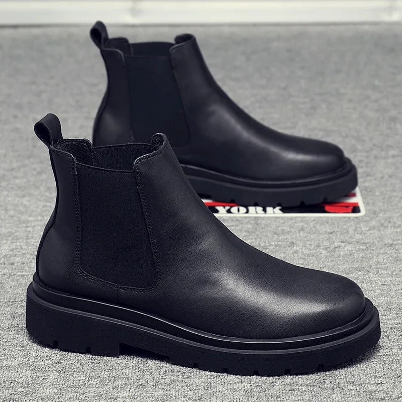 

High Top Boots Men Leather Shoes Fashion Motorcycle Ankle Military Boots For Men Winter Boots Man Shoes Lace-Up Botas Hombre