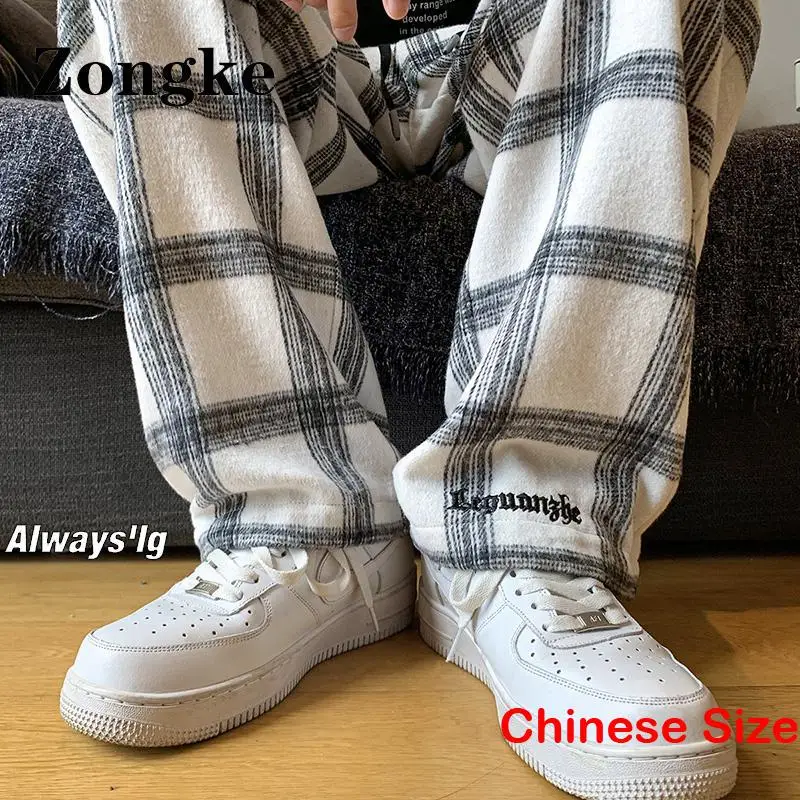 

Zongke Plaid Casual Work Pants Men Korean Fashion Work Clothes Men Pants Chinese Size M-5XL 2023 Spring New Arrivals