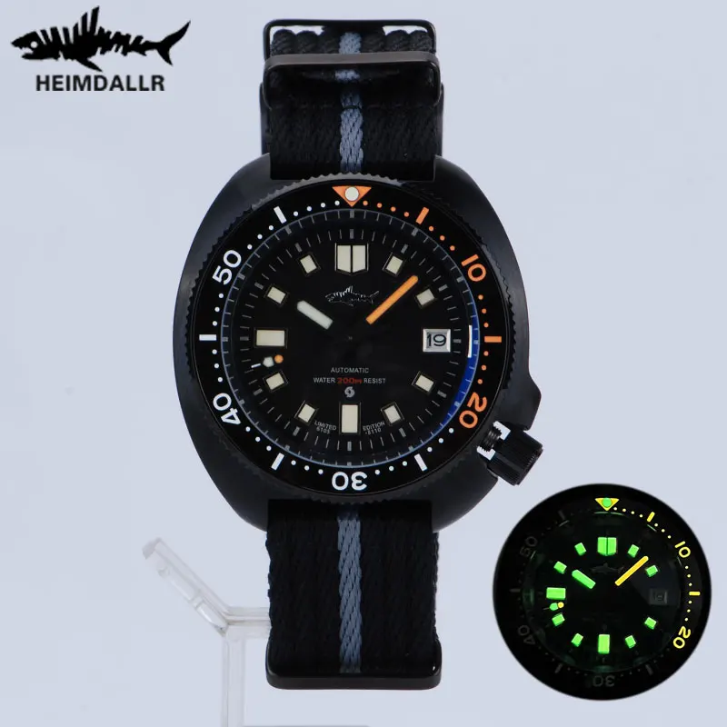 

Heimdallr Men's Watches 44mm PVD 6105 Turtle Diver Watch Japan NH35 Movement Automatic 20Bar Waterproof Ceramic Bezel Wristwatch