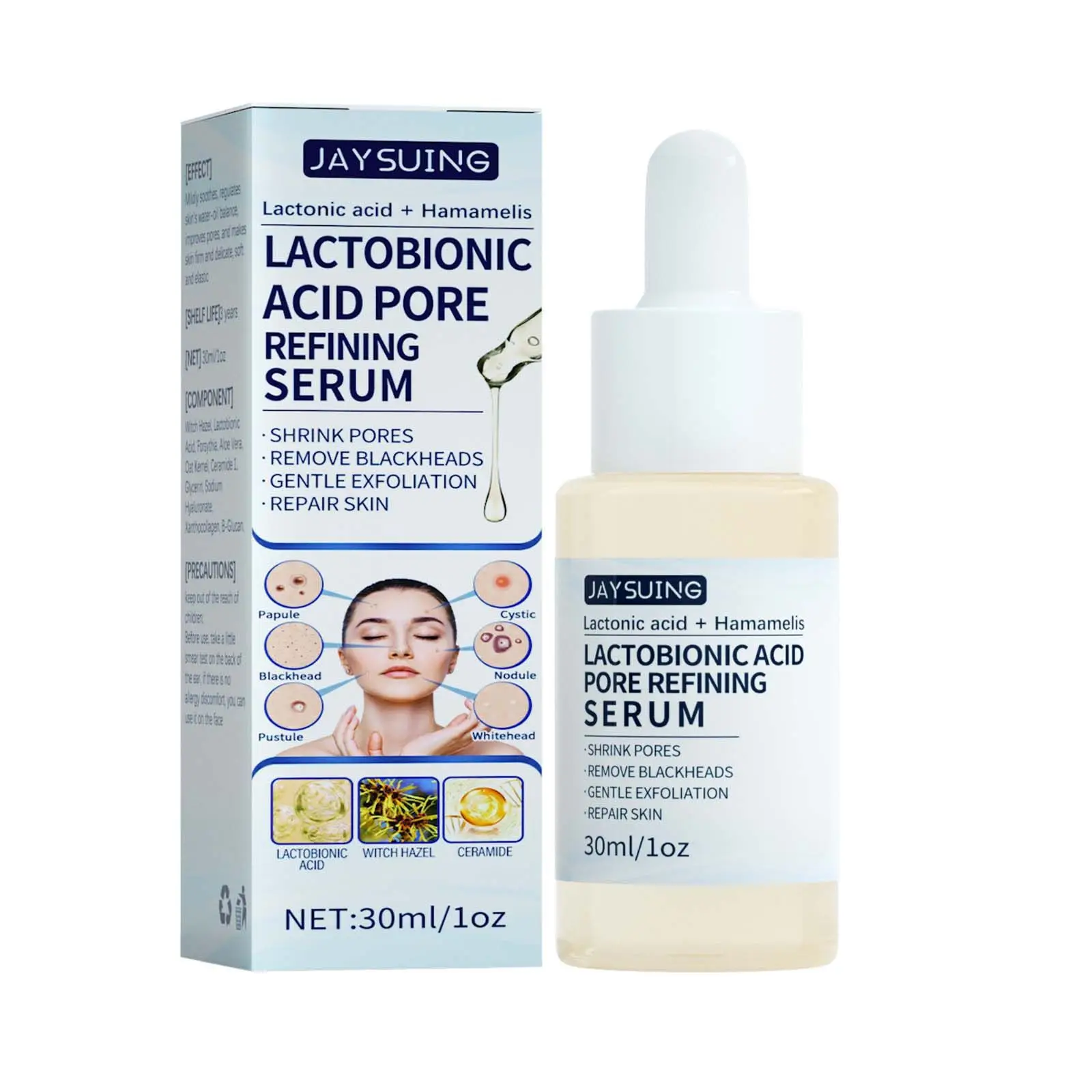 

30Ml Lactobionic Acid Serum Shrink Pores Moisturizing Essence Liquid Facial Purify Pore Treatment Beauty Whiteningcream SkinCare