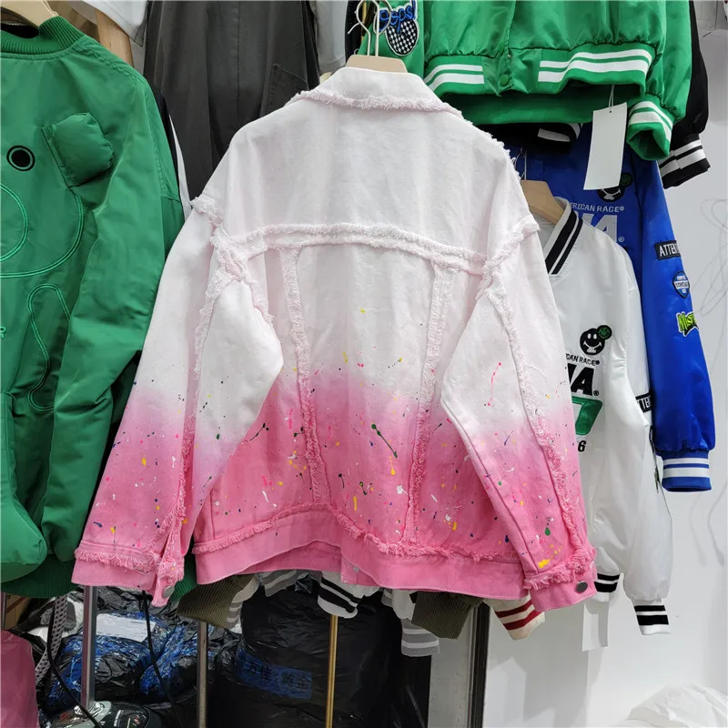 Куртка женская джинсовая в Корейском стиле свободная винтажная потертая куртка