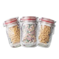 3pcs reusable mason jar bottles bags nuts candy cookies bag seal fresh food storage bag snacks zipper sealed kitchen organizer