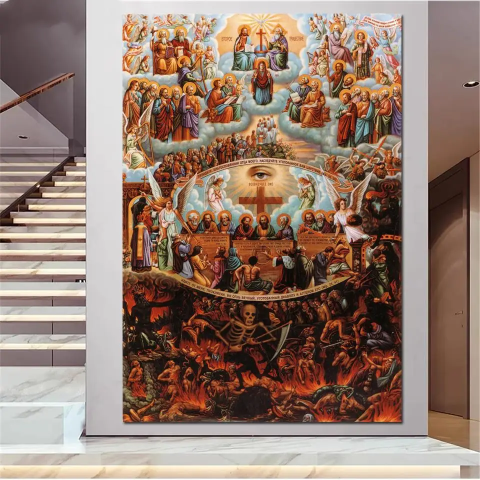 

DIY Diamond Painting Heaven and Hell Full Diamond Embroidery God and Devil Cross Stitch Kit Large Religious Pictures Home Decor