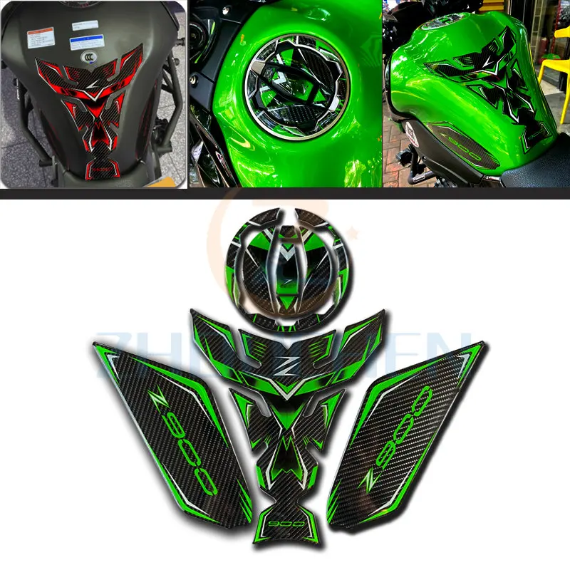 

Motorcycle Carbon Fiber Refitting Fuel Tank Sticker for Kawasaki Z900 Fish bone Side Anti-skid Motorcycle Glue Drop Sticker
