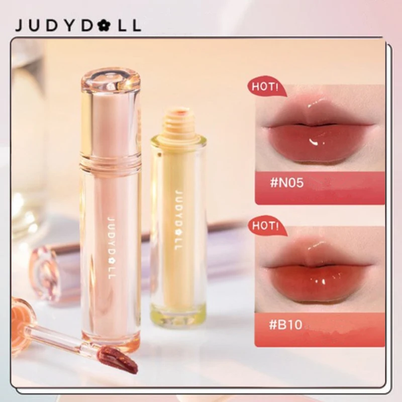 

Judydoll Cherry Pink Mirror Water Lip Gloss Lip Glaze Jelly Transparent Waterproof Liquid Lipstick Oil Nude Clear Tint Makeup