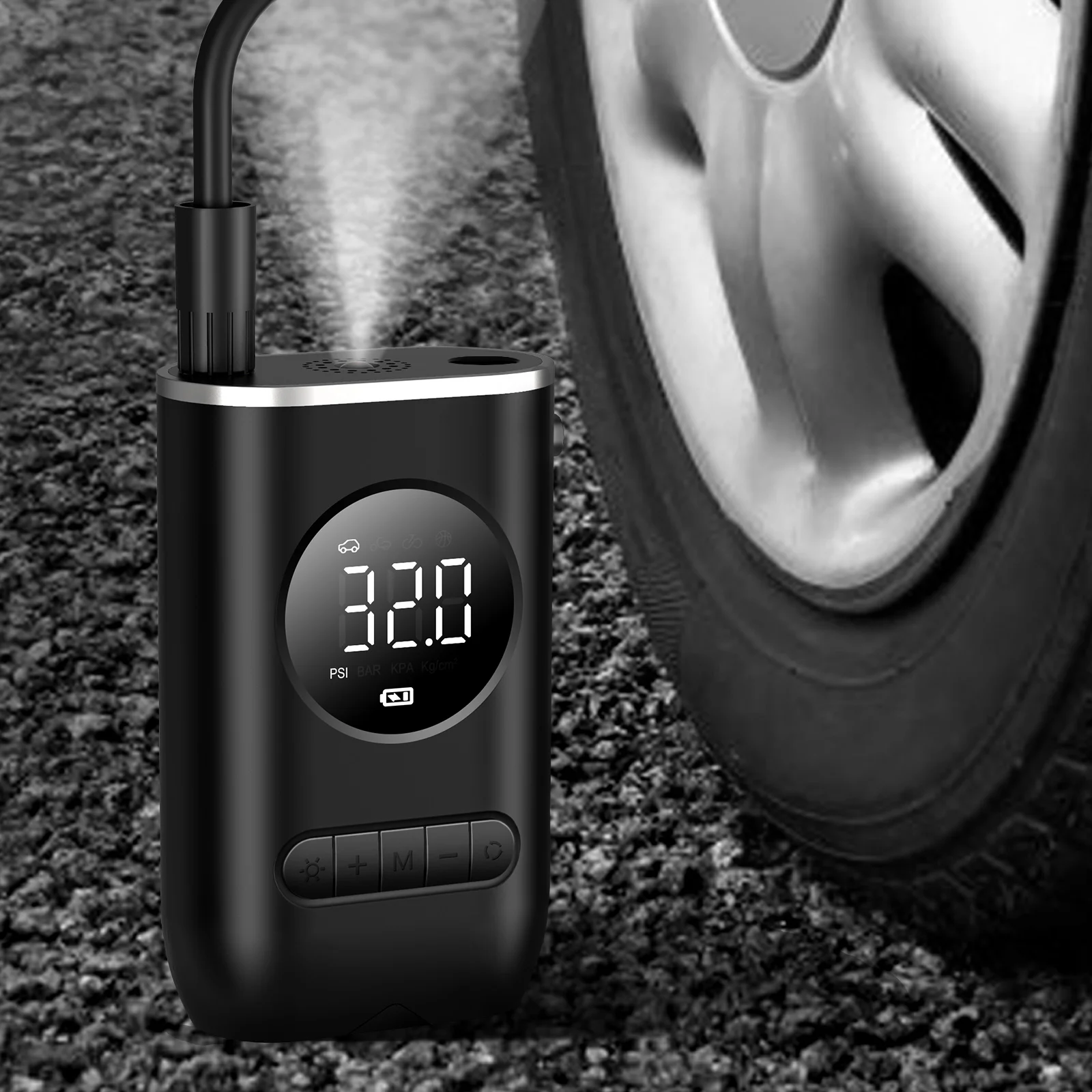 Portable Electric Inflator Pump Mini Wireless Smart Digital Air Compressor Tire Pressure Detection For Car Motorcycle Bike Balls