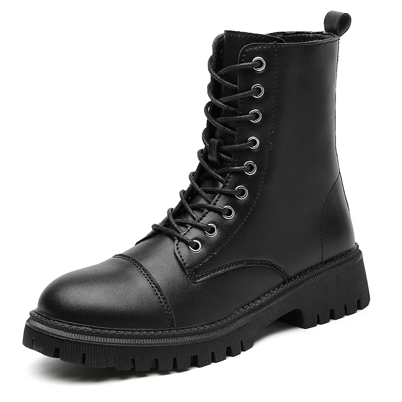 

Women's Martins Boots Plush Warm Leather Boots Female Versatile Soft Comfortable Non-slip Shoes Woman With Thick Sole And Flat