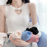yasuk summer fashion woman solid casual sexy pullover women office lady slim tees bottom knitted top vest all match hollow out