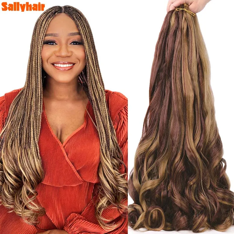 Sallyhair Synthetic French Curly Bulk Spiral Curly Crochet Braids Hair High Temperature Loose Wave Curl Braiding Hair Extensions