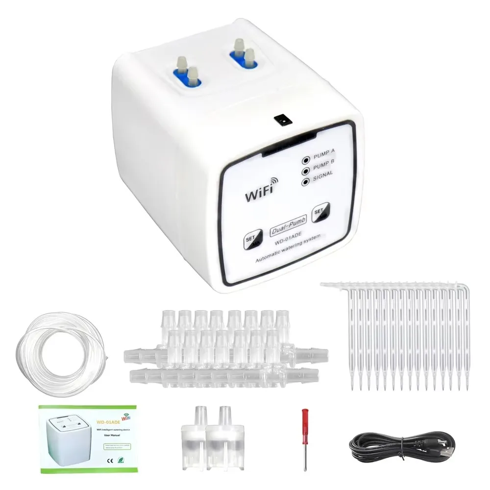 

WIFI интеллектуальное устройство для полива, двойной насос с таймером, автоматическая система капельного орошения, дистанционный пульт дистанционного управления для садовых растений, цветов