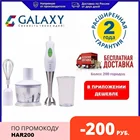 Блендерный набор Galaxy мощность  300 Вт, 2 скорости работы, насадка венчик, мерный стакан объемом 500мл, нержавеющая сталь
