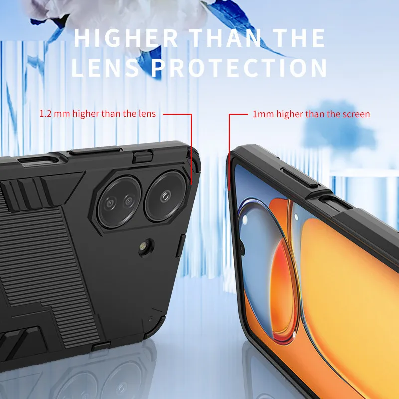 Чехол для POCO C65 Xiaomi C50 C55 чехол в стиле панк жесткий армированный кронштейн