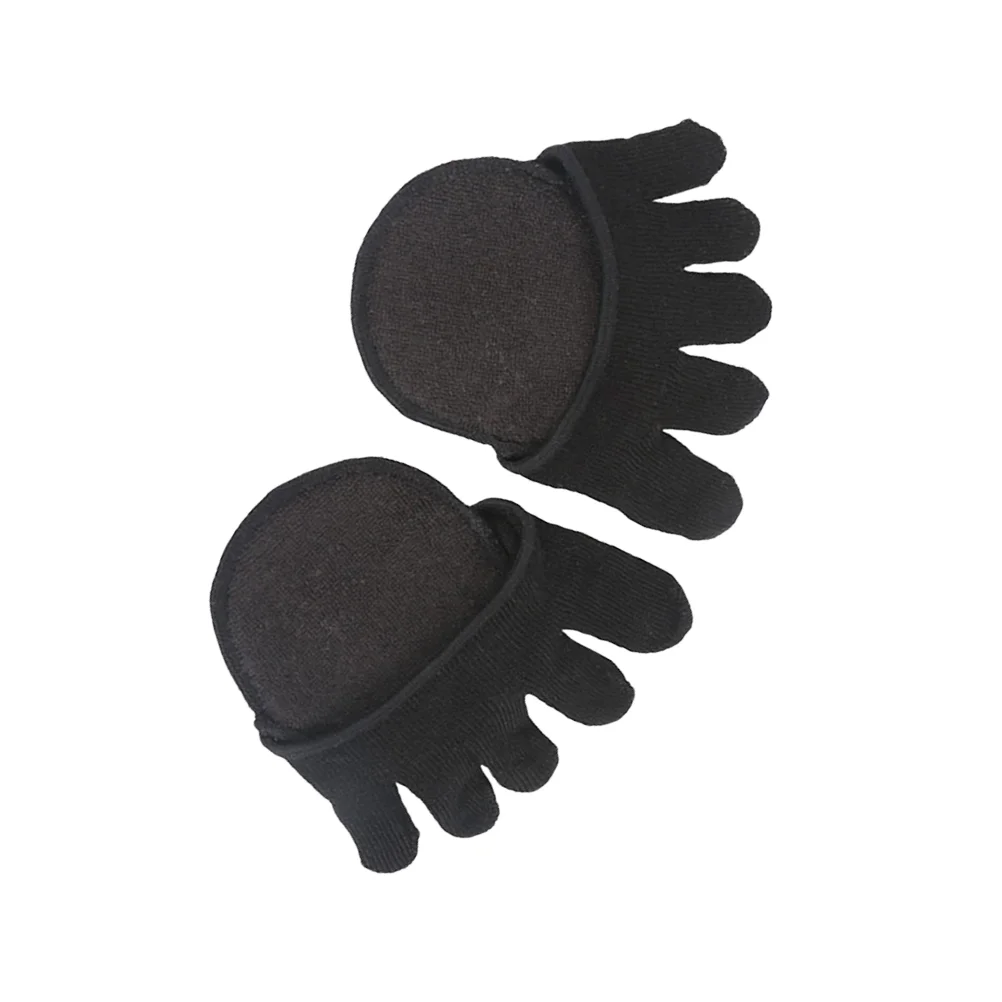 

2 Pairs Women's No Show Five Toe Topper Heelless Forefoot Half Boat Socks (Black)