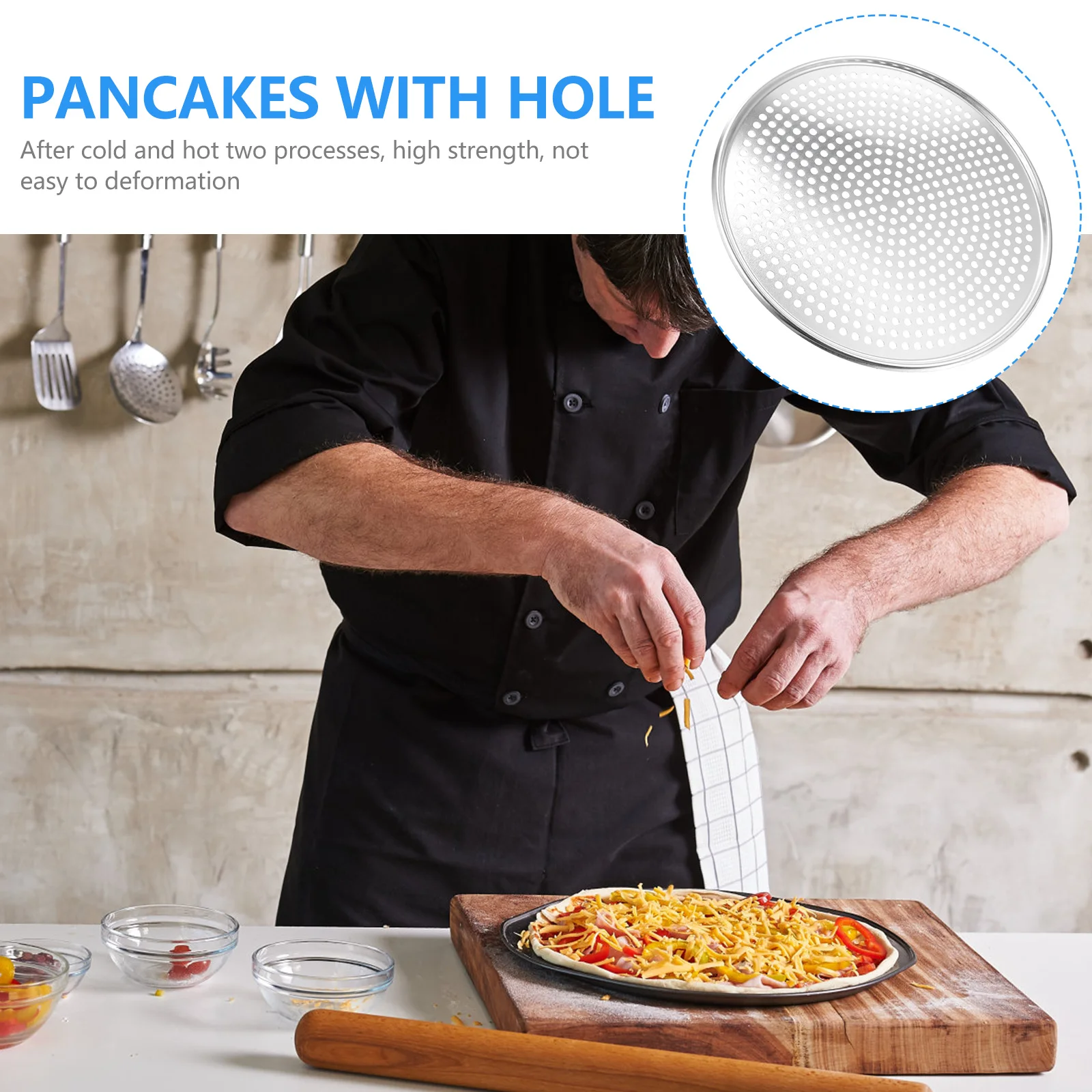 

Pizza Pan Baking Tray Plate Pans Oven Inch Round Stick Holes Non Roasting Net Metal Bread Steel Dish Cast Serving Iron Bakeware