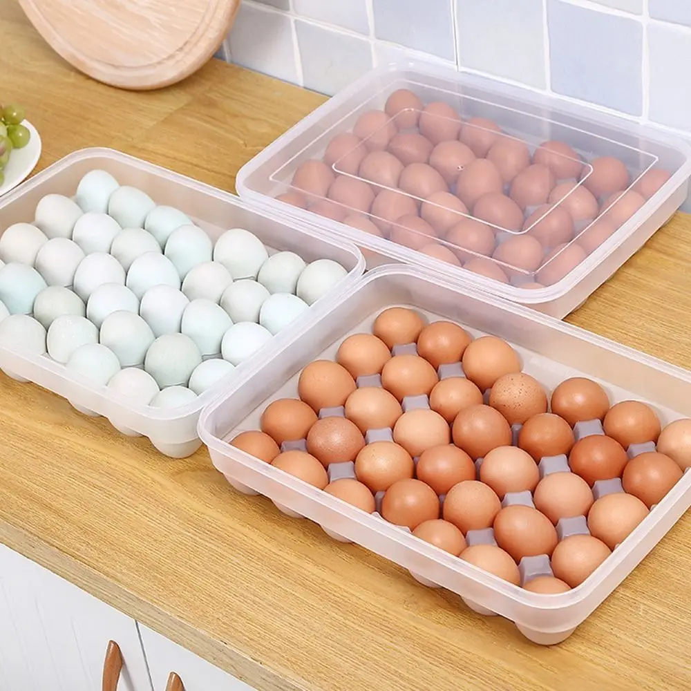 

34 Grid Egg Box Eggs Tray with Lid Large Capacity Transparent Non-toxic Odorless Storage Box Food Container Kitchen Storage