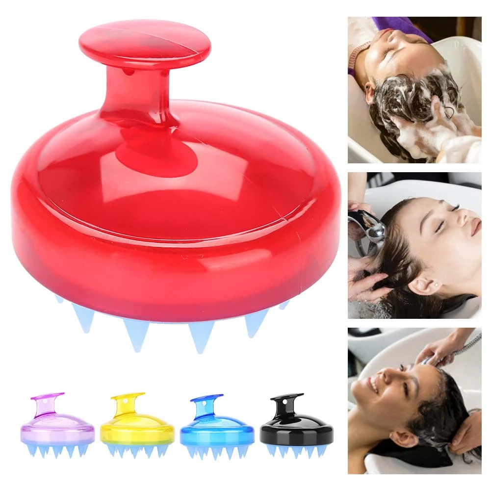

Silicone Shampoo Scalp Shower Bathing Washing Hair Massage Massager Brush Comb Purple