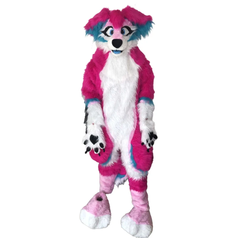 Новый Пушистый Фуксиевый Волосатый Костюм-маскарад Собака-хаски Маскот Костюм Подарок на День Рождения Косплей Вечеринка.