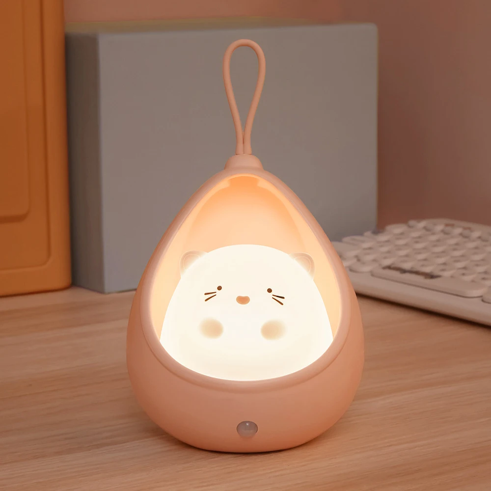 

LED Bedside Aisle Sensor Night Light, Rabbit USB Rechargeable Human Body Sensor Silicone Night Light Gift for Children’s Holiday