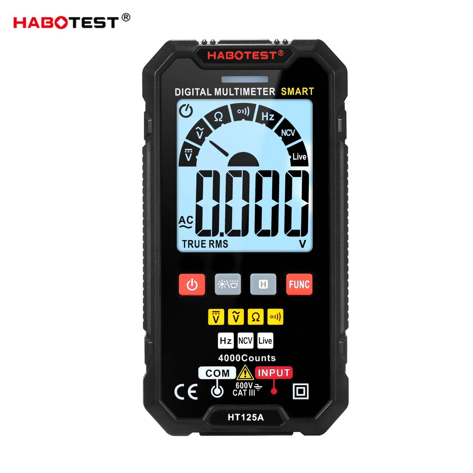 

Цифровой мультиметр HABOTEST DMM HT125, профессиональный автоматический умный диапазон, Ом, емкость, Гц, диод, проверка непрерывности проводки, переменный ток, постоянный ток, 600 в