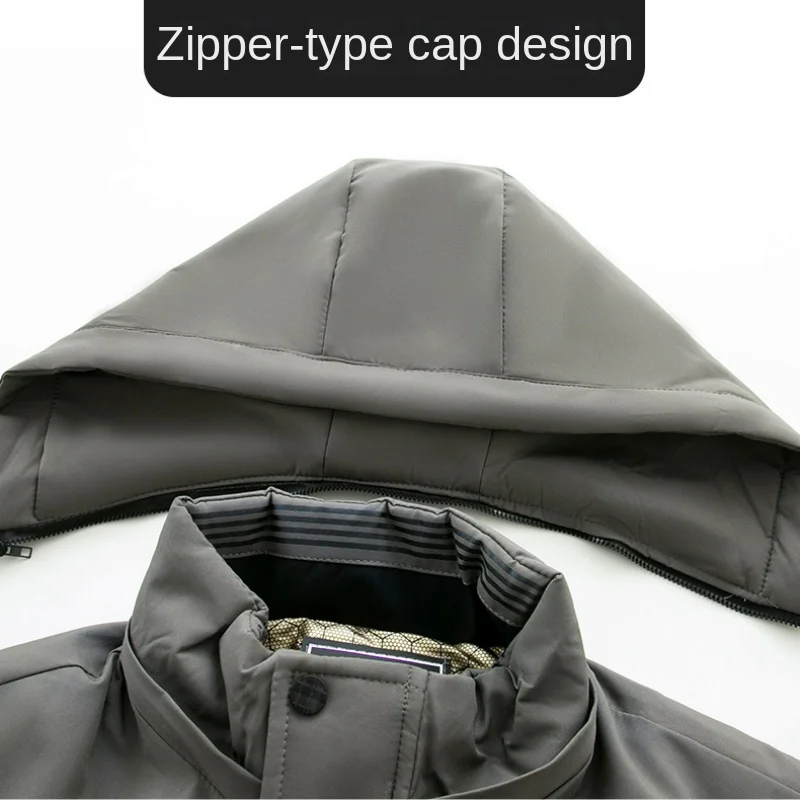 Мужская зимняя куртка черная утепленная парка со съемным капюшоном повседневная