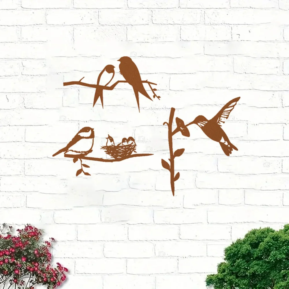 Настенный декор с силуэтом птиц металлические статуи на ветке приподнимают