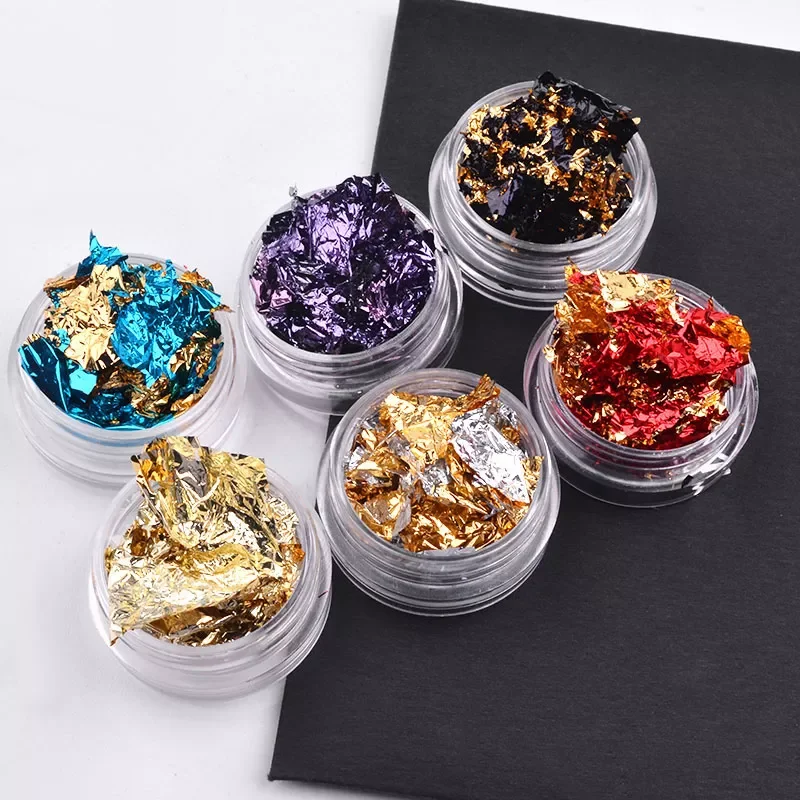 

NEW Art Colorful Glitter Aluminum Foils 3D Flake Sticker UV Gel Polish Paillette Full Cover Laser DIY Manicure Tools
