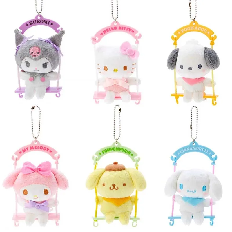 

Japanese Sanrio Hello Kitty Swing Seats Model Plush Toys Sanrioed Melody Cinnamoroll Kuromi Plushie Doll Pendant kids Gift
