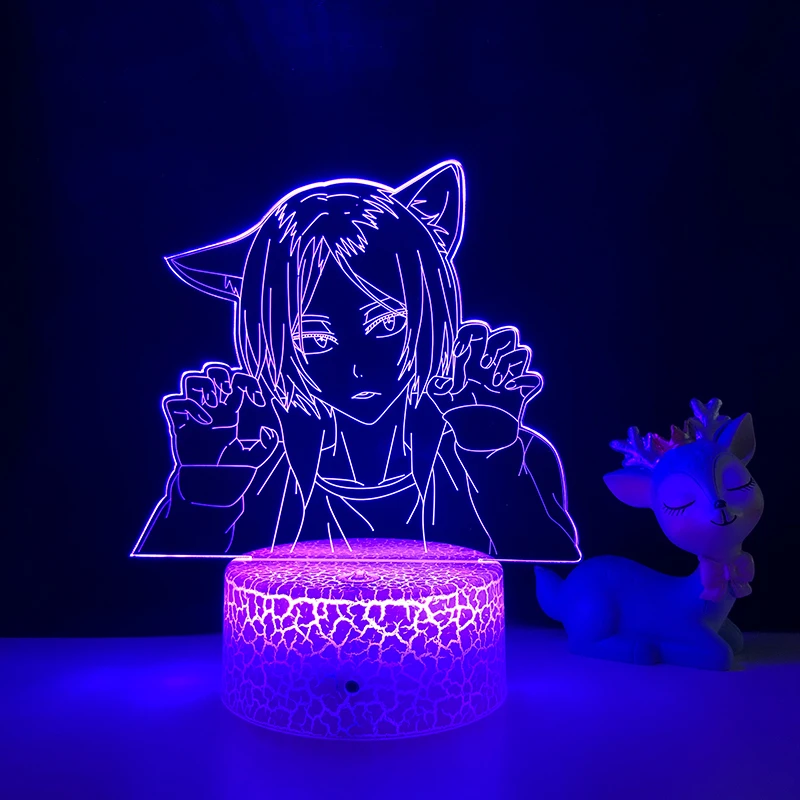

Anime Haikyuu Led Lamp Kenma Kozume Cat Figure for Children's Bedroom Decoration Birthday Gift Color Changing 3d Light Manga