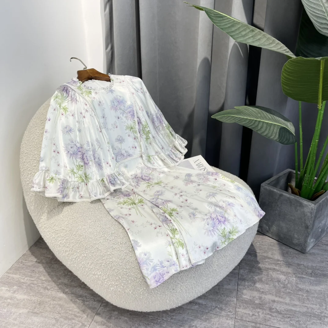 

Женское элегантное платье с цветочным принтом, белое платье с оборками и рукавом-накидкой, лето 2022