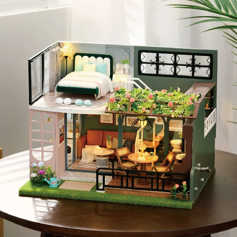 

Wisdom Fun House, DIY Cottage, Small Half Garden, Loft Structural Design, Handmade Toy House, Miniature Landscape