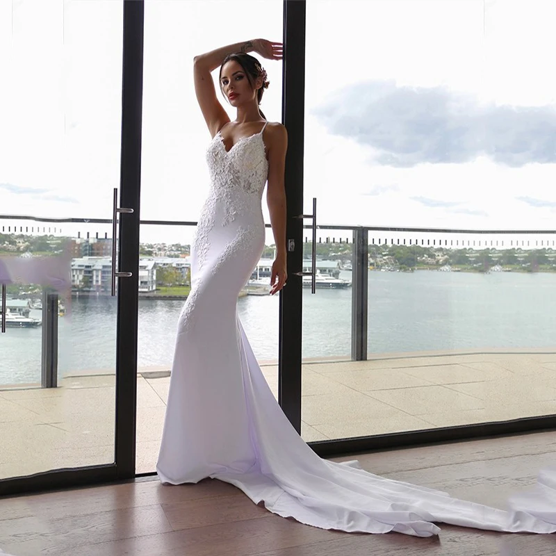 

YEEH Simple Strapless Wedding Dresses For Women 2023 Modest Appliques Tulle Illusion Bridal Gown Floor Length Vestido De Novia