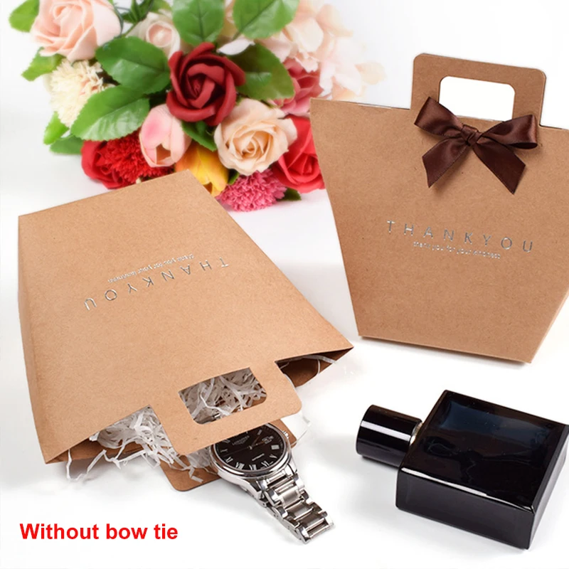 

Eco-Friendly Christmas Gift Packaging Box With Handles Candy Kraft Paper Bag Birthday Decor Baby Shower Wedding Gift Box