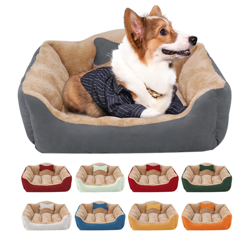 

Мягкий лежак для домашних животных, лежак для собак, короткий плюшевый лежак для кошек, домик для собак, плюшевая прямоугольная кровать для ...