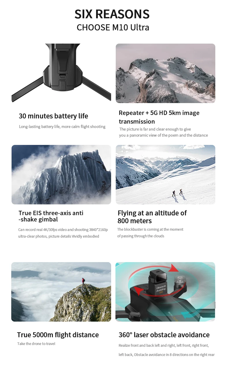 M10 Ultra Дрон 8K Профессиональный GPS 5 км 2022 двойная камера 3-осевой карданный подвес EIS
