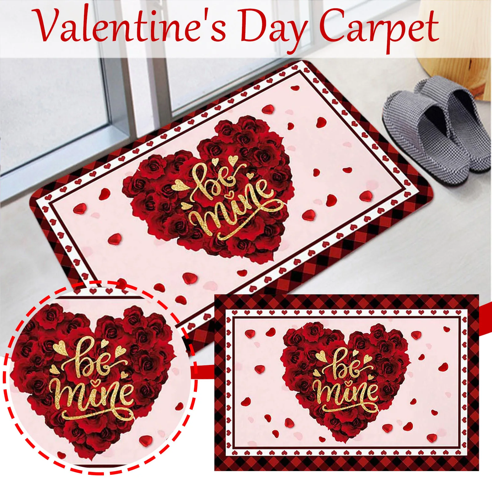 

60x40cm Valentines Rug Welcome Doormats Red Rose Home Carpets Decor Living Room Bathroom Carpet Floor Deocr tapis san valentin