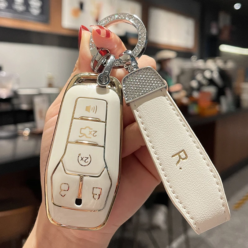 

TPU Car Key Case Cover for 2016 Lincoln MKZ MKC Mkx 2015 Edge 2016 2017 2018 Ford Explorer 2016 Fusion 2015 Mustang keychain