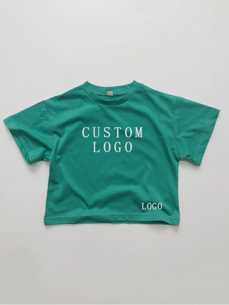 

Summer New DIY Your Print Logo T-shirt Cotton Round Neck Many Colours Short-Sleeved Soft Custom Children's Clothing 2023