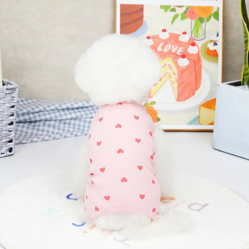 Simple Dog Bodysuit Wrinkle-free Comfy All-season Teddy Four-legged Love Heart Print Cute Clothes images - 6