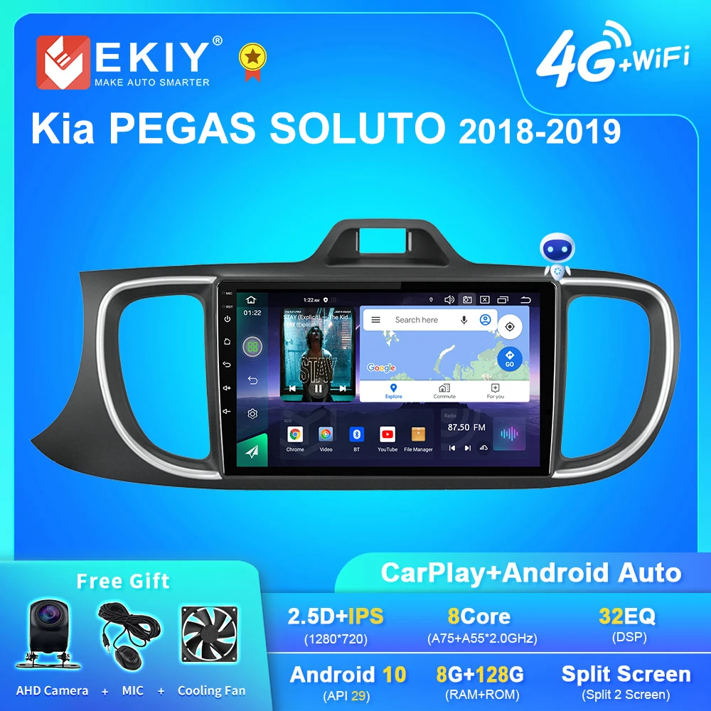 

Автомагнитола EKIY Q7 на Android для Kia PEGAS SOLUTO 2018-2019, автомобильный мультимедийный плеер, стереосистема с GPS-Навигатором для Carplay No 2din DVD