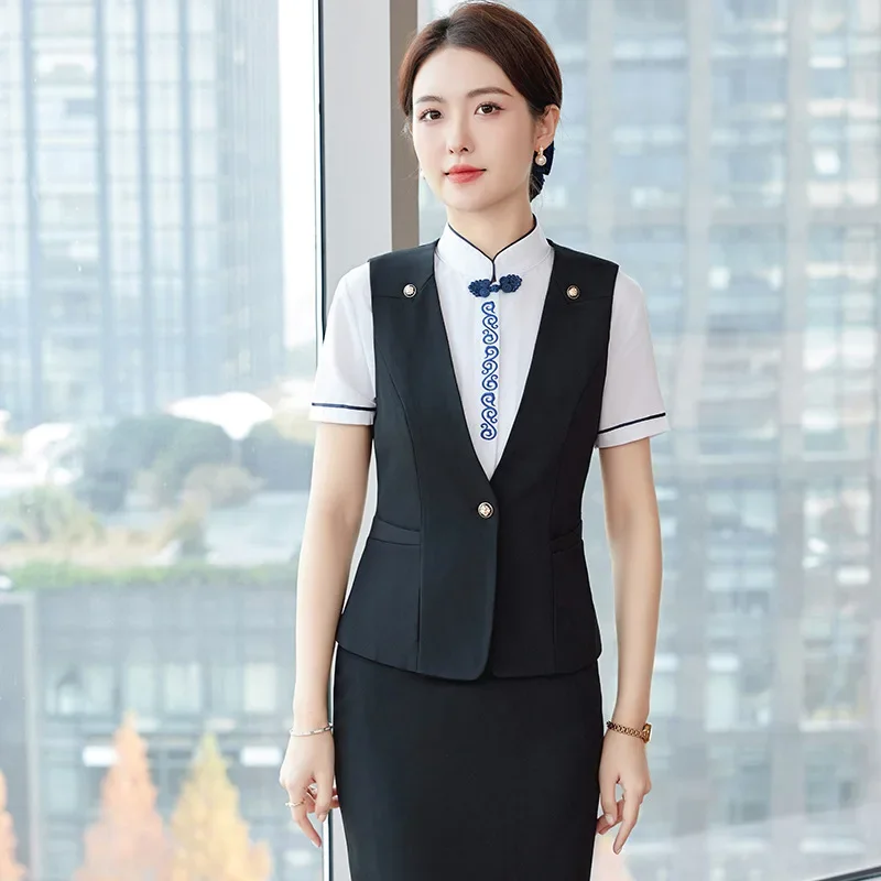 Элегантный женский костюм рабочая одежда для стойки регистрации отеля касса