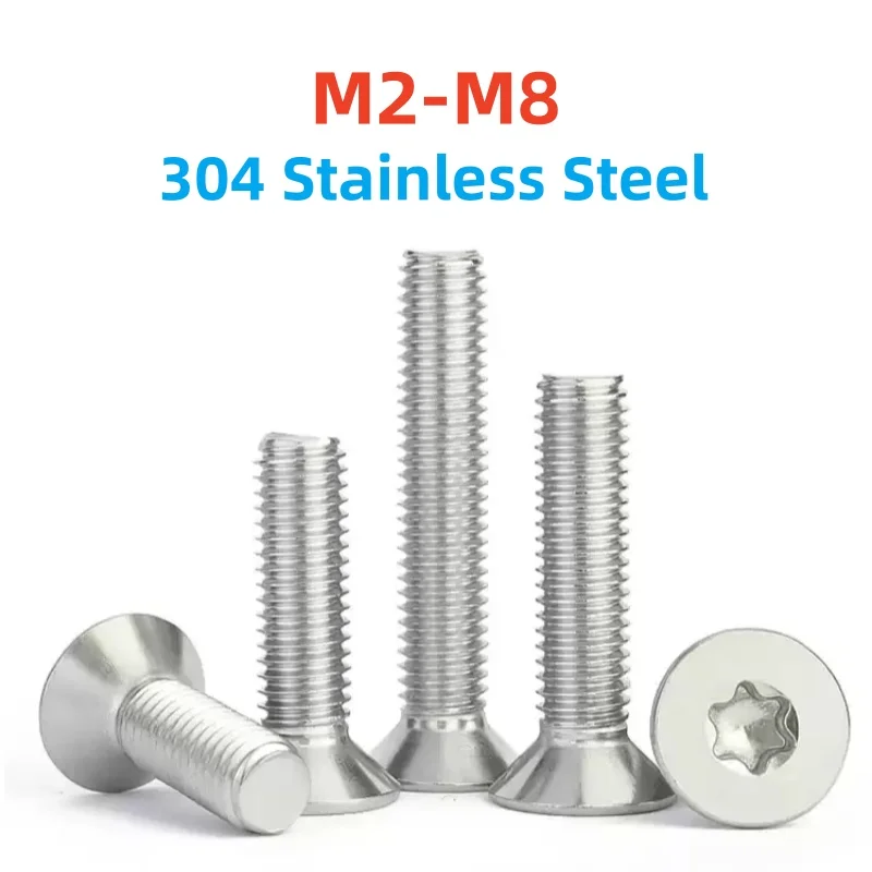 

M2 M2.5 M3 M4 M5 M6 M8 Нержавеющая сталь 304 Шестилопастной винт Torx с плоской потайной головкой Длина болта: 4-60 мм